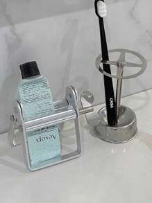 1 件不锈钢牙刷架牙膏架架子浴室收纳架独立式文具化妆刷收纳家居浴室装饰秋季装饰返校 - 銀色 - 查看 1