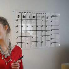 1入組亞克力透明周計畫表，可擦拭透明信息板，提醒掛式顯示板 - 透明色 - 查看 2