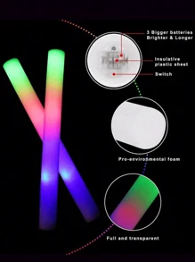 1/2/4/24Pcs Foam Glow Sticks, LED Foam Sticks In The Dark Party Supplies With 3 Modes Colorful Flashing, Glow Sticks Party Pack For Wedding, Concert, Party, Raves, Events, Birthday - 24pcs - View 5