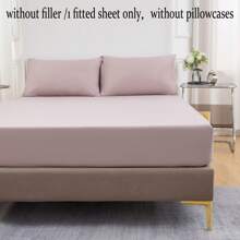 純色透濕防水床墊保護套（雙人尺寸床單,不包括枕套） - 卡其色 - 查看 8