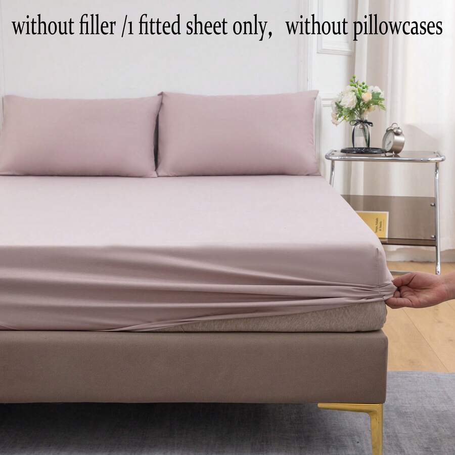 純色透濕防水床墊保護套（雙人尺寸床單,不包括枕套） - 卡其色 - 查看 1