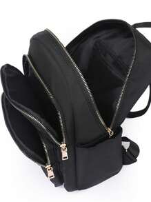 Mochila De Moda Para Damas De Tela Oxford, Estilo Versátil - Negro - Ver 6