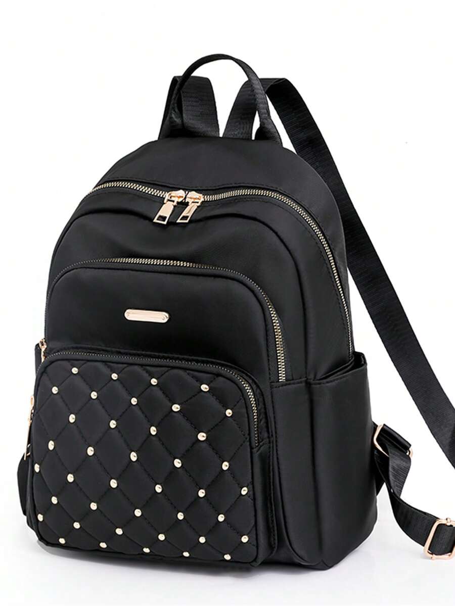Mochila De Moda Para Damas De Tela Oxford, Estilo Versátil - Negro - Ver 1
