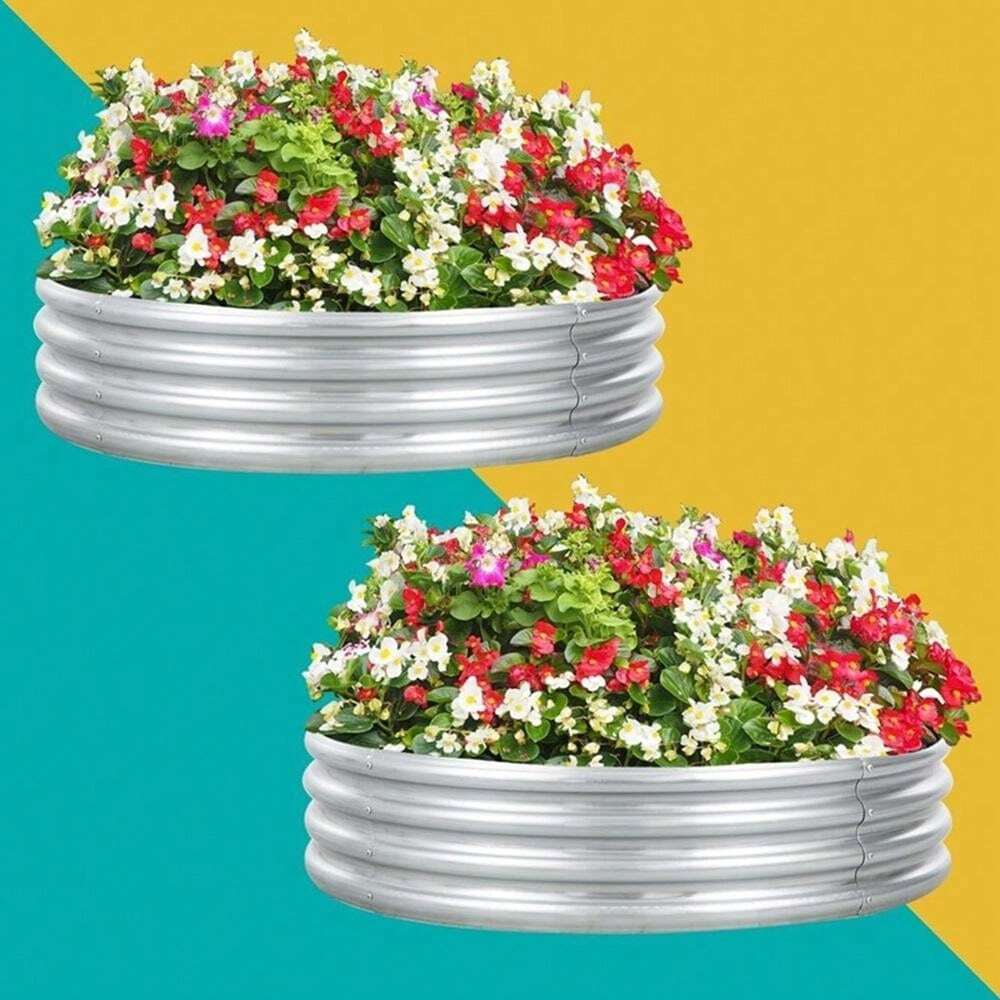 4er-Set Rundes Hochbeet Aus Verzinktem Stahl – 90x90 Cm, Für Garten, Gemüse & Blumen
