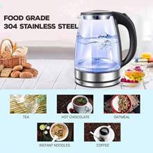 1pc, Electric Tea Kettle For Boiling Water, Stainless Steel Inner Lid & Filter, 1500W, Hot Water Boiler, Wide Opening & Automatic Shut Off, Summer Winter Drinkware, Weird Stuff Christmas Gift Ideas - EU F Type Plug(220-240V) - View 2