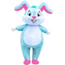 Bunny Inflatable Costume Blue Easter Bunny Costume Adult Rabbit Blow Up Suit Easter Inflatable Costume Halloween - Blue - View 4