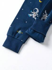 Young Boy Blue Astronaut Print Comfortable Pajama Set - Navy Blue - View 9