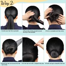 60 piezas Redecillas de cabello invisibles de azafata, de uso múltiple para moños, chignons, baile, trabajo, que incluyen 50 piezas de horquillas en forma de U, herramientas de peinado, accesorios para el cabello para peluquería, salón de belleza, viaje, productos esenciales para el cabello, cuidado del cabello, accesorios para el cabello - Negro 20 piezas + 40 piezas clips en forma de U - Ver 4