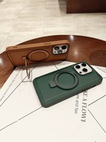 Chống sốc Kết Cấu Da Từ tính Ốp lưng & bao da điện thoại Tương thích với iPhone 11/12/13/14/15 Hơn - Với Vô hình Dấu ngoặc , Magsafe , Nhẫn Dấu ngoặc , Phong cách Công sở Loại vỏ Dành Cho Nam Và Nữ - màu đen - Xem 6