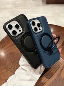 Chống sốc Kết Cấu Da Từ tính Ốp lưng & bao da điện thoại Tương thích với iPhone 11/12/13/14/15 Hơn - Với Vô hình Dấu ngoặc , Magsafe , Nhẫn Dấu ngoặc , Phong cách Công sở Loại vỏ Dành Cho Nam Và Nữ - màu đen - Xem 1