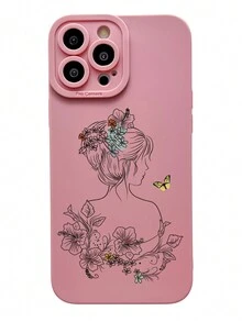 1入組女孩蝴蝶圖案手機殼，適用於iPhone、三星、小米/紅米、Oppo/Realme、Vivo - 粉色 - 查看 4
