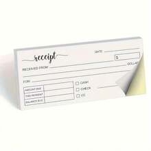 1pack Receipt Book, 2.75x6in, 2-Part Carbonless Copy Paper, Crafts Business Order (50sets) White/Yellow Back To School