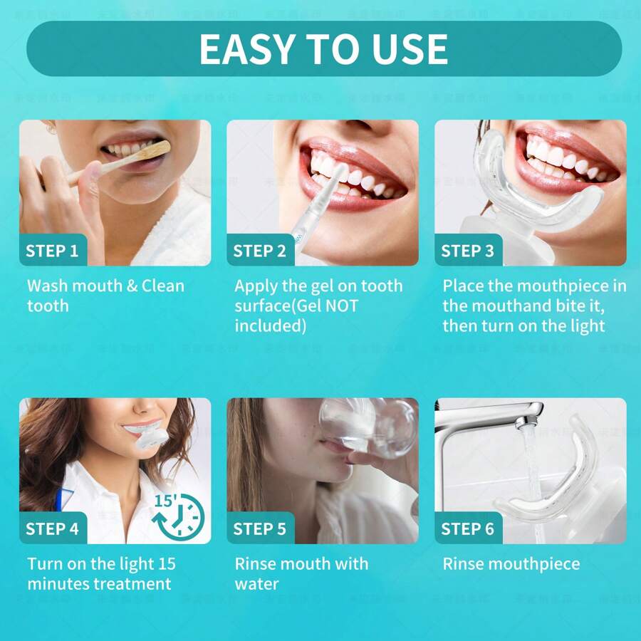 Teeth Whitening Kit With Led Light Oral Care Light Therapy System, Blue