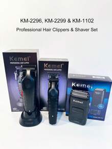 Kemei 科美牌专业理发器和剃须刀3件套 KM-2296理发器带充电底座 KM-2299理发器 雕刻头修剪器 KM-1102男士剃须刀 胡须剃须机 USB充电 热销 适合日常家庭使用或理发店沙龙使用 - 黑色 - 查看 6