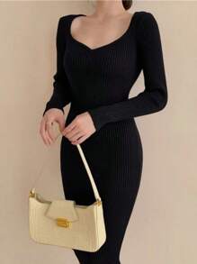 OK@Y vestido largo canale de punto - Negro - Ver 2