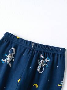 Young Boy Blue Astronaut Print Comfortable Pajama Set - Navy Blue - View 8