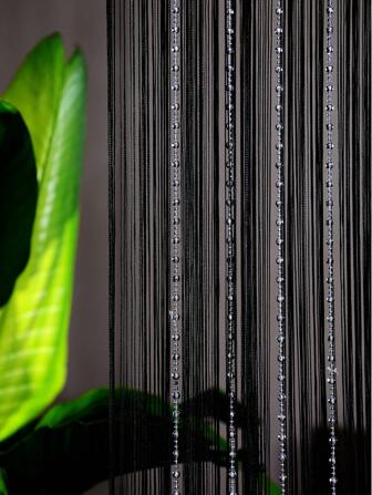 1 Pieza Cortina Decorativa Para Puerta/ventana Con Líneas Rectas De Cuentas Y Cuentas En Forma De Tierra, Producto Terminado Con Borlas, Adecuado Para La Decoración Del Separador De Tiendas