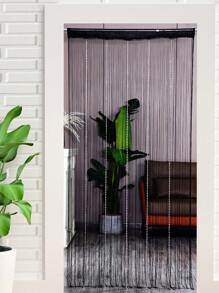 1入裝飾用門/窗簾,直線串珠和類地球珠裝飾,有流蘇設計,適合商店/店面分隔裝飾 - 黑色 - 查看 2