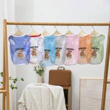Pet Summer Clothes For Cats And Dogs, Breathable And Thin Mesh Fabric, Colorful Bear Design, Large Size Vest For Golden Retriever And Bichon Frise