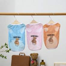 Pet Summer Clothes For Cats And Dogs, Breathable And Thin Mesh Fabric, Colorful Bear Design, Large Size Vest For Golden Retriever And Bichon Frise