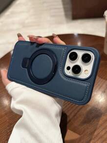 Chống sốc Kết Cấu Da Từ tính Ốp lưng & bao da điện thoại Tương thích với iPhone 11/12/13/14/15 Hơn - Với Vô hình Dấu ngoặc , Magsafe , Nhẫn Dấu ngoặc , Phong cách Công sở Loại vỏ Dành Cho Nam Và Nữ - màu đen - Xem 3