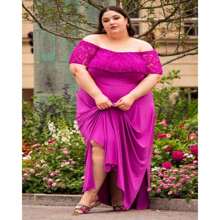 Lace Maxi Dress - Hot Pink - View 3