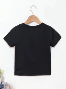 Young Boy Plus Size Simple Mechanical Bear Print Knitted Round Neck Short Sleeve T-Shirt