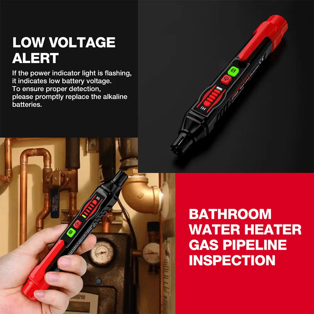 HABOTEST Khí ga Hở Máy dò Có thể mang đi Tự nhiên Dễ cháy Khí ga Máy dò Màn hình LCD Sự tập trung Với Nghe được & Trực quan Báo thức Khí ga Máy phân tích - màu đen - Xem 9