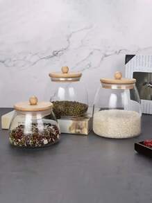 1個透明玻璃罐帶蓋,用於存放糖果、茶、堅果或禮物 - 無色 - 查看 11