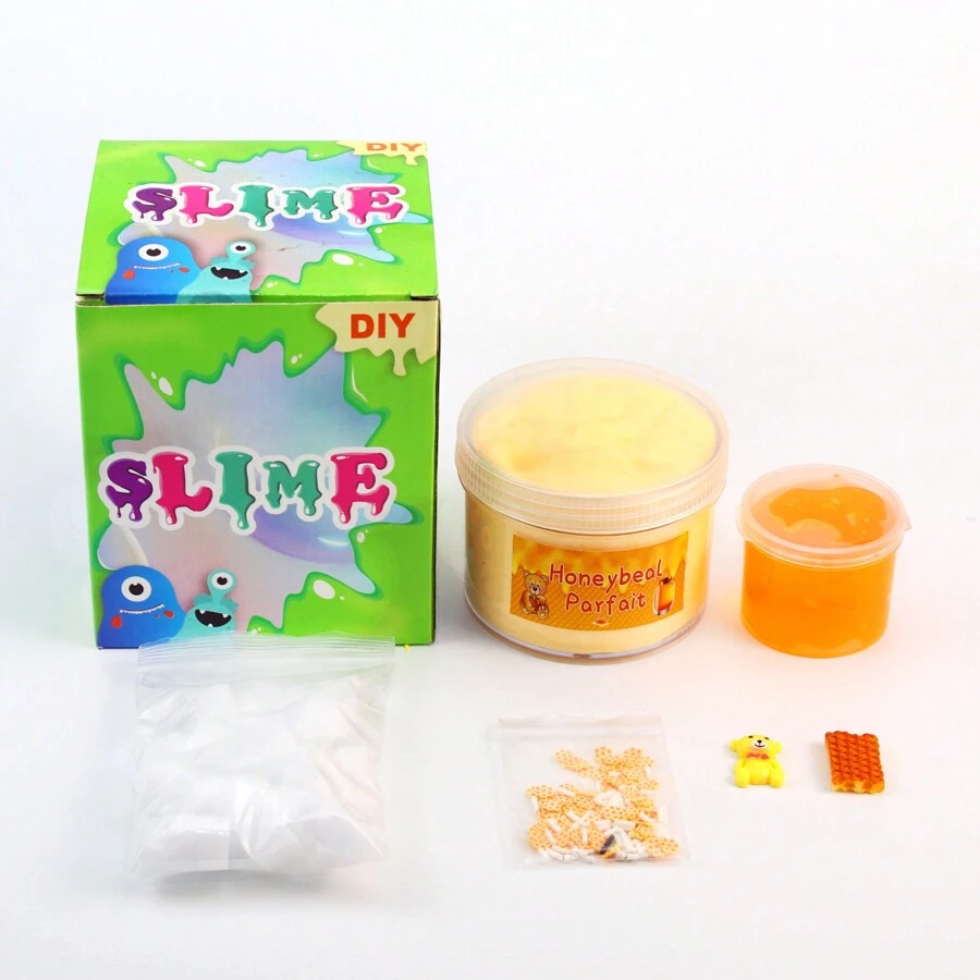 Mật ong Chất nhờn DIY Đầy màu sắc & Pha lê Bùn Bộ , Đồ chơi giải nén Đối với Trẻ em , Con bò Chai bao bì - Màu vàng - Xem 1