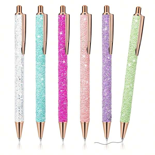 1 bolígrafo metálico brillante y chispeante, bolígrafos retráctiles de punta fina de 1,0 mm con purpurina linda y tinta negra, bolígrafos de obsequio para escribir y para el diario