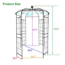 MERAX Metal Garden Arch Iron Garden Arbors Gazebo Dia 81.3'' X 114.2'' High Birdcage Shape Pergola Pavilion For Wedding Ceremony - 黑色 - 查看 5