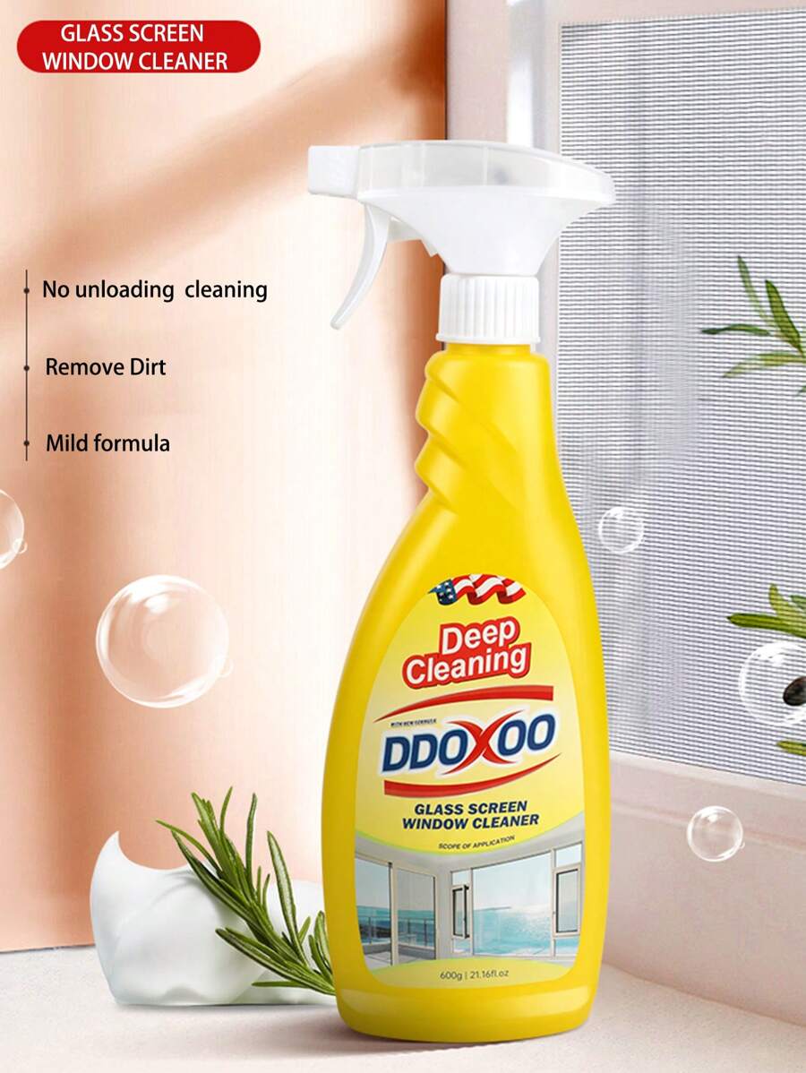 1bottle(600g) Strong Cleaning Agent For Window Glass, No Disassemble Required, Professional Formula For Diamond Mesh, Home Cleaning Tool - Yellow - View 1