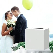 White Card Box/White Foil Wedding Gift Mailbox Cardboard Holder, For Wedding Reception, Shower, Anniversary, Birthday Party, Graduation Tabletop Decor, Envelope Party Money Gift Box Blessing, Wedding, Birthday, Festival, Themed Party, Donation, Gift Card, Celebration Card, Dedication