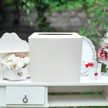 White Card Box/White Foil Wedding Gift Mailbox Cardboard Holder, For Wedding Reception, Shower, Anniversary, Birthday Party, Graduation Tabletop Decor, Envelope Party Money Gift Box Blessing, Wedding, Birthday, Festival, Themed Party, Donation, Gift Card, Celebration Card, Dedication