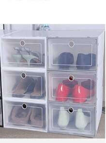 3/6/12 Pieces Stackable Shoe Organizer Boxes, Stackable Shoe Rack Organizer For Tennis Heels Boots - 白色 - 查看 3