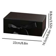 1個可摺疊的禮品盒,帶磁鐵關閉,空白黑色紙板禮品盒,適用於節日包裝、鞋子、服裝等 - 黑色 - 查看 2