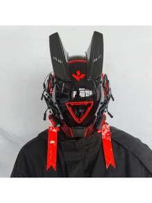 時尚男性街頭風格防風全面塑料赛博朋克頭盔-適合cosplay、派對或萬聖節-讓你脫穎而出！ - 黑色 - 查看 4