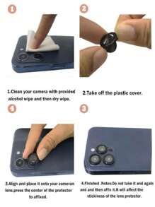 Kit Vidro Película Lente De Câmera Brilho Diamante Para Iphone 11 12 13 14 15 Pro Max Luxo Bling Diamante Camera Lente - FALAR - Visão 7