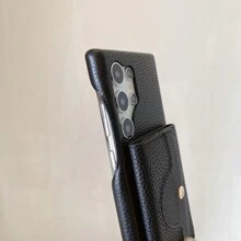 1 Ốp điện thoại họa tiết vải thiều màu trơn có dây đeo cổ, gương, ngăn đựng thẻ và chức năng ví, được làm bằng da chống chịu, tương thích hoàn hảo với Samsung Galaxy S20 S21 Fe S22 S23 S24 Plus Note 20 Ultra A52 A52 A54 A03 A12 A13 A14 A21 A22 A23 A24 A32 A34 A42 A71 A72 A81 5g 4g, Iphone 15 14 13 12 11 Pro Max Và Pixel 8 7 6 Pro 7a 6a 4xl - màu đen - Xem 5