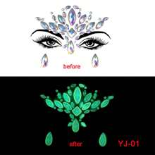 1pc  Face 3d Rhinestone Temporary TattooSticker, One Glow In The Dark For Cosplay,Party Decoration