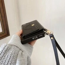 1 Ốp điện thoại họa tiết vải thiều màu trơn có dây đeo cổ, gương, ngăn đựng thẻ và chức năng ví, được làm bằng da chống chịu, tương thích hoàn hảo với Samsung Galaxy S20 S21 Fe S22 S23 S24 Plus Note 20 Ultra A52 A52 A54 A03 A12 A13 A14 A21 A22 A23 A24 A32 A34 A42 A71 A72 A81 5g 4g, Iphone 15 14 13 12 11 Pro Max Và Pixel 8 7 6 Pro 7a 6a 4xl - màu đen - Xem 6