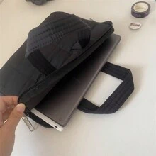 1 szt Styl Ins Minimalistyczny I Z górnej półki Pled Komputer Torba , Jednolity kolor iPada Ochronny Torebka  Odpowiedni Dla Studenci I Gabinet Pracownicy - Czarne - Zobacz 4