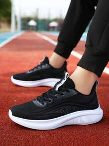 春夏季青少年男孩透氣運動鞋,柔軟、輕量、防震鞋底,黑色 - 黑色 - 查看 4