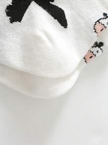5雙女士素色奶牛刺繡休閒短襪適用於日常 - 彩色 - 查看 6