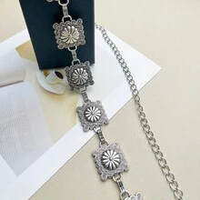 波西米亞風格1入方形鋅合金女士簡約優雅百搭腰帶鏈 - 彩色 - 查看 3