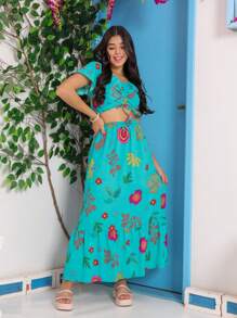 Young Girls Sets - Màu xanh bạc hà - Xem 3
