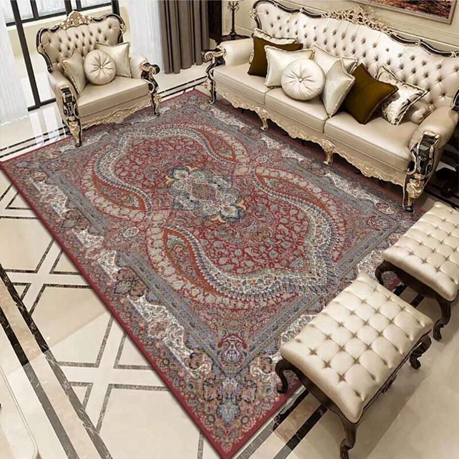 1件客廳、臥室床頭、沙發、茶几、走廊、走廊、玄關水晶絨歐式地毯家用 - 彩色 - 查看 1