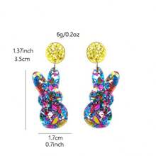 1 đôi Giọt nước Hình dạng lễ Phục sinh Con thỏ Thiết kế Acrylic Dangle Hoa tai Đầy màu sắc Lung linh Trứng Vật rủ xuống Cầu vồng Trụ Đồ trang sức Thanh lịch & Phong cách Đơn giản Hợp thời Hoa tai Đối với phụ nữ - Màu xanh ngọc - Xem 7