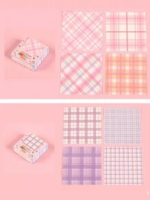 200pcs Grid & Stripe Memo Pad, Ins Style Non-Sticky Collage Material Paper, Random Delivery Back To School - Multicolor - View 6